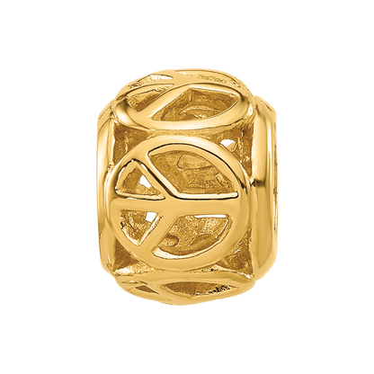 Sterling Silver Reflections Gold-plated Peace Signs Bead