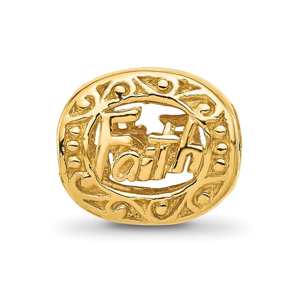Sterling Silver Reflections Gold-plated Floral Faith Oval Bead