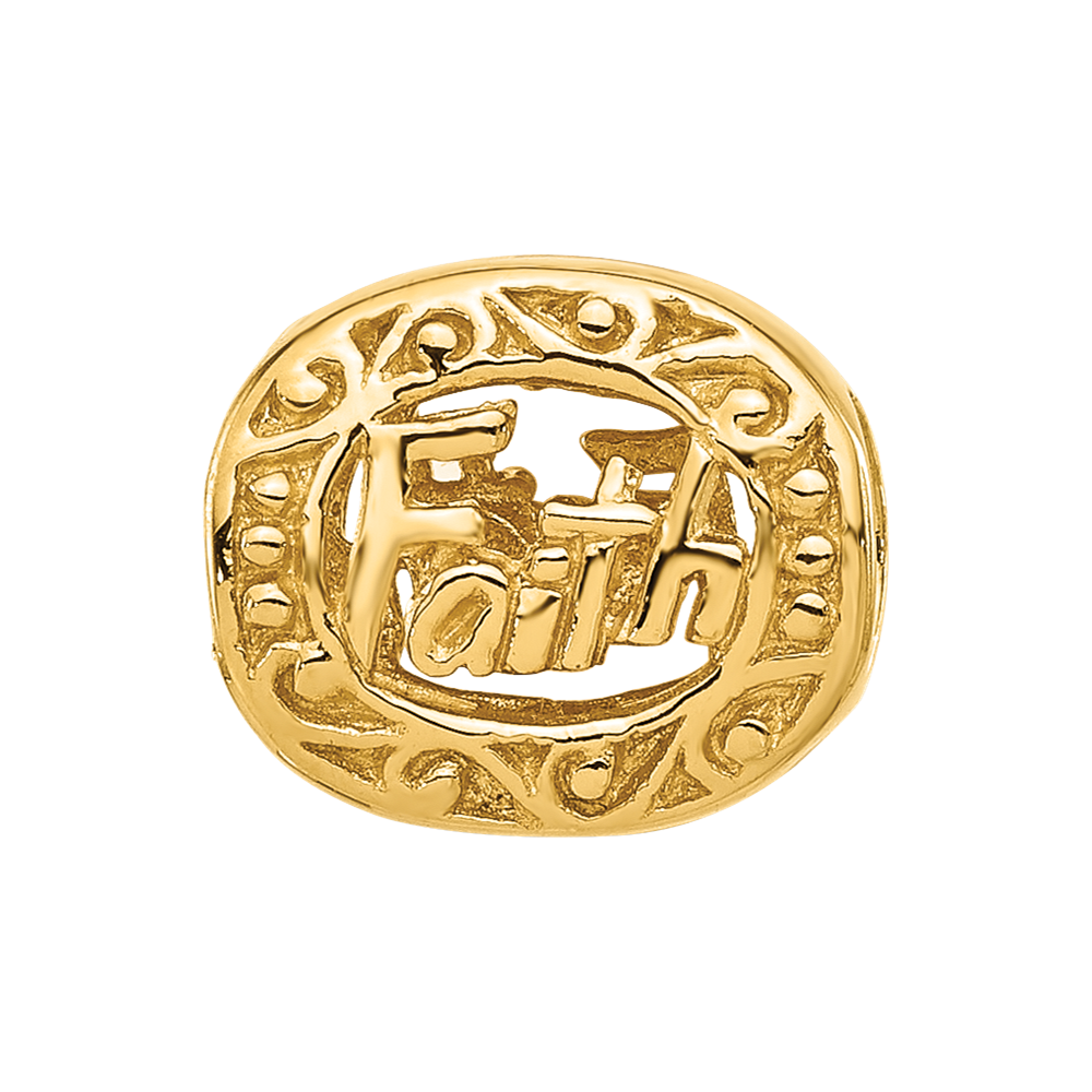 Sterling Silver Reflections Gold-plated Floral Faith Oval Bead