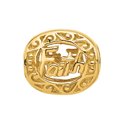 Sterling Silver Reflections Gold-plated Floral Faith Oval Bead