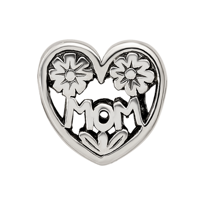Sterling Silver Reflections Mom Heart Bead
