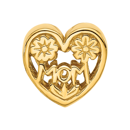 Sterling Silver Reflections Gold-plated Floral Mom Heart Bead