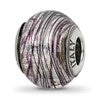 Sterling Silver Reflections Italian Murano Purple Stripes Glass Bead