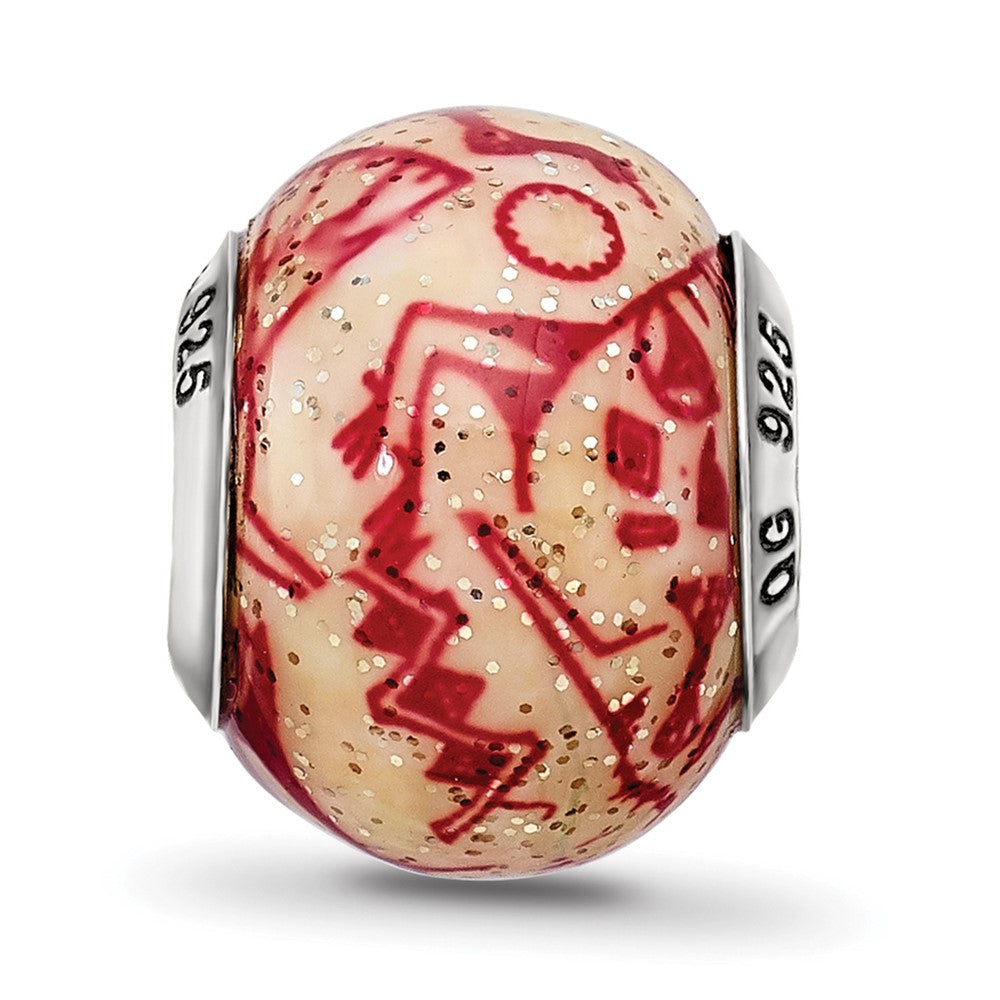Sterling Silver Reflections Italian Decorative Red Glass Bead