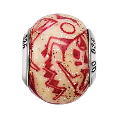 Sterling Silver Reflections Italian Decorative Red Glass Bead