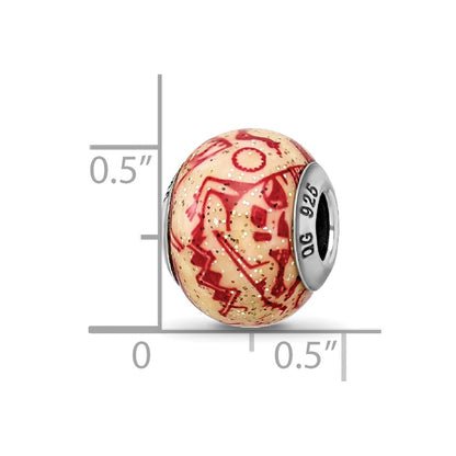 Sterling Silver Reflections Italian Decorative Red Glass Bead