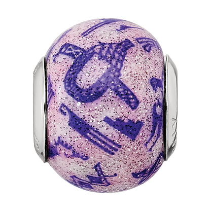 Sterling Silver Reflections Italian Decorative Purple Glass Bead
