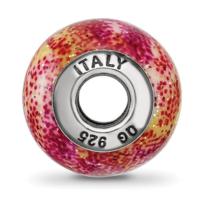 Sterling Silver Reflections Italian Fuschia & Yellow Glass Bead