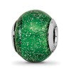 Sterling Silver Reflections Italian Green w/Silver Glitter Glass Bead