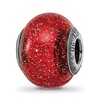 Sterling Silver Reflections Italian Red w/Silver Glitter Glass Bead