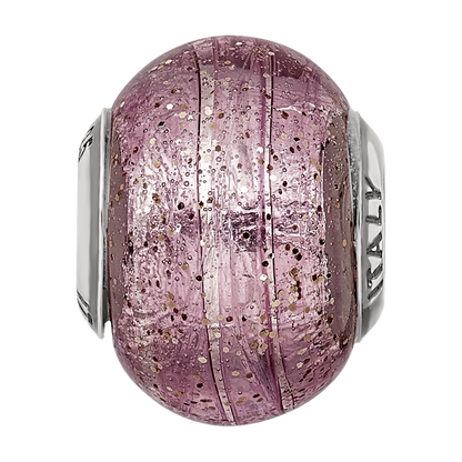 Sterling Silver Reflections Italian Pink Glitter Glass Bead