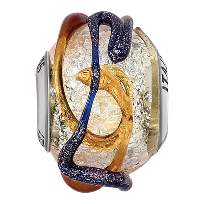 Sterling Silver Reflections Italian Silver Blue/Brown Textured Glass Bead
