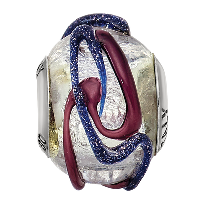 Sterling Silver Reflections Italian Silver Purple Textured Glass Bead