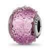 Sterling Silver Reflections Italian Light Purple Textured Glass Bead
