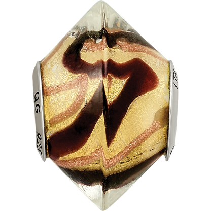 Sterling Silver Reflections Yellow/Black Italian Murano Glass Bead