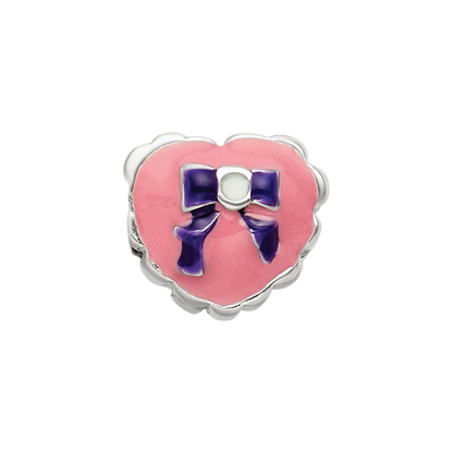 Sterling Silver Reflections Kids Enameled Heart with Bow Bead