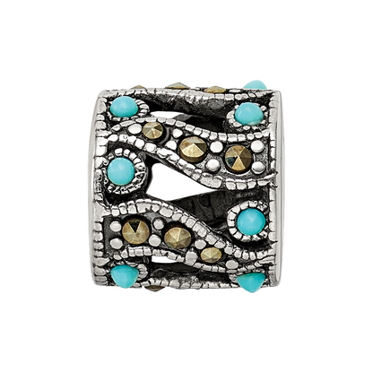 Sterling Silver Reflections Marcasite & Turquoise Bead
