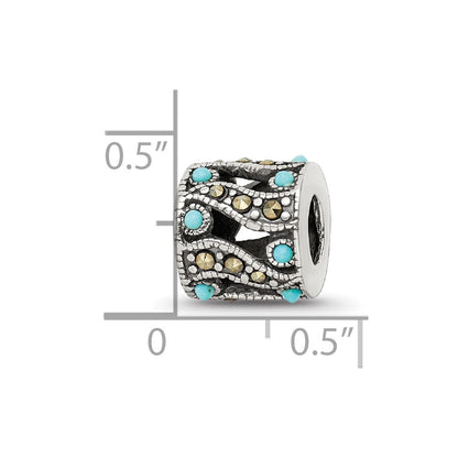 Sterling Silver Reflections Marcasite & Turquoise Bead
