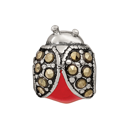 Sterling Silver Reflections Enameled & Marcasite Ladybug Bead