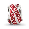 Sterling Silver Reflections Love/Amour Red Preciosa Crystal Bead