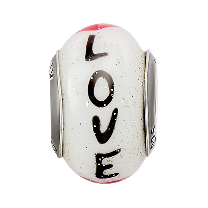Sterling Silver Reflections Love w/Hearts Italian Glass Bead