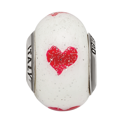 Sterling Silver Reflections Hearts Italian Glass Bead