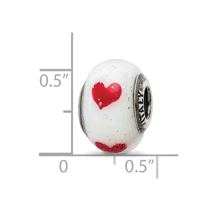 Sterling Silver Reflections Hearts Italian Glass Bead