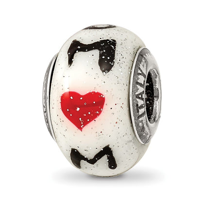 Sterling Silver Reflections Mom w/Hearts Italian Glass Bead