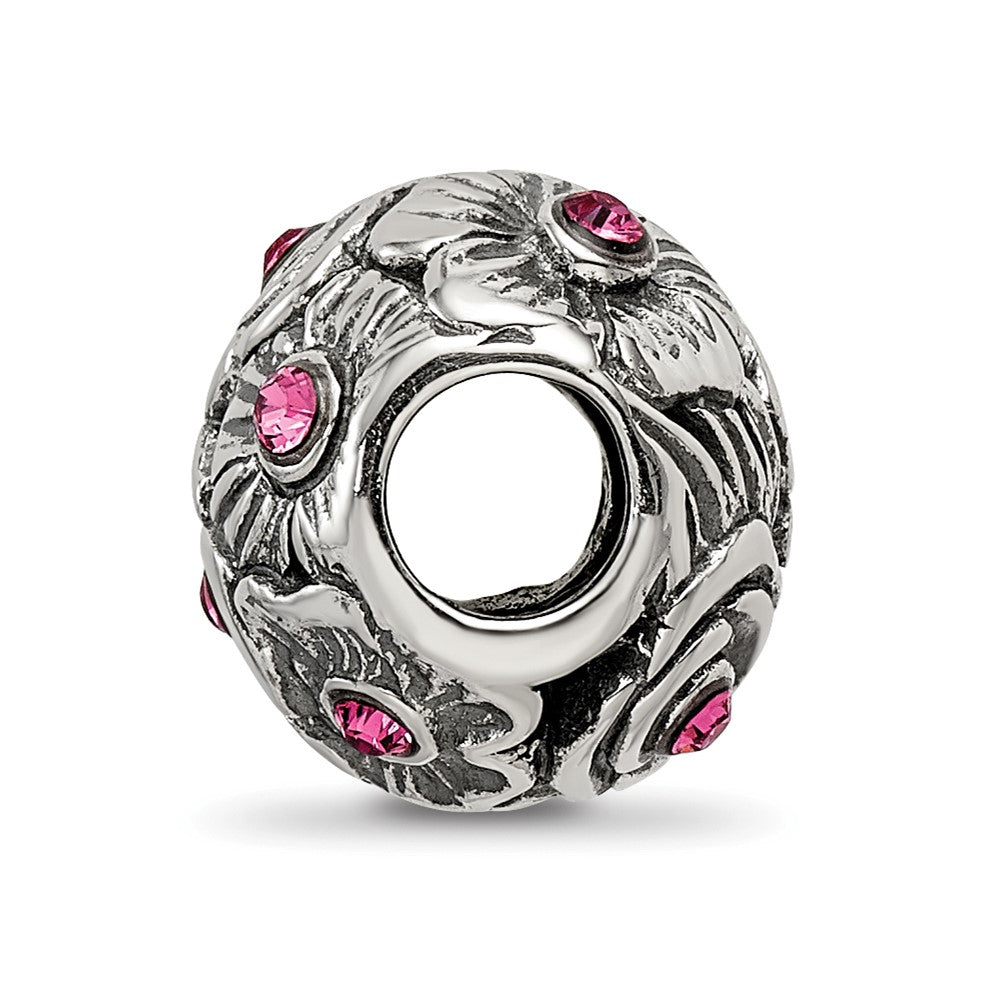 Sterling Silver Reflections Pink Preciosa Crystal Flower Bead