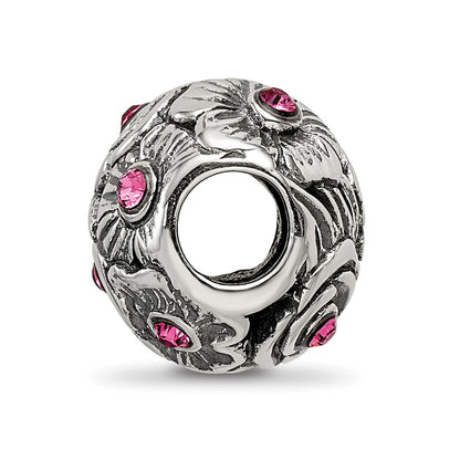 Sterling Silver Reflections Pink Preciosa Crystal Flower Bead
