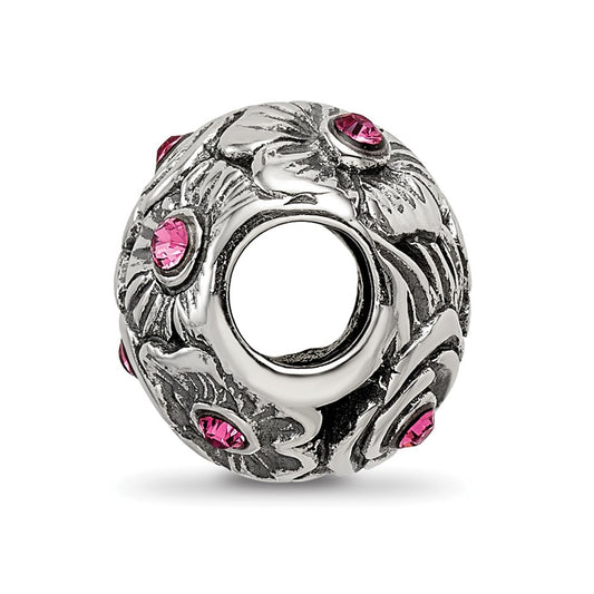 Sterling Silver Reflections Pink Preciosa Crystal Flower Bead