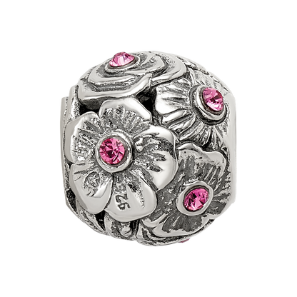 Sterling Silver Reflections Pink Preciosa Crystal Flower Bead