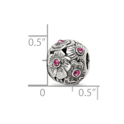 Sterling Silver Reflections Pink Preciosa Crystal Flower Bead