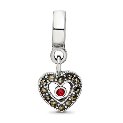 Sterling Silver Reflections Marcasite Heart Dangle Bead