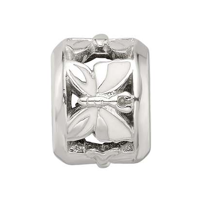 Sterling Silver Reflections White Enameled Butterfly Bead