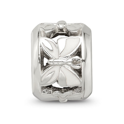 Sterling Silver Reflections White Enameled Butterfly Bead