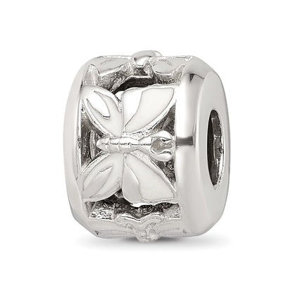 Sterling Silver Reflections White Enameled Butterfly Bead