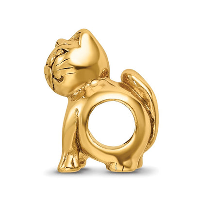 Sterling Silver Gold-plated Reflections Cat Bead