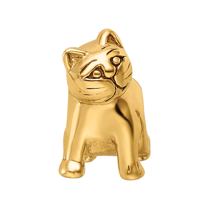 Sterling Silver Gold-plated Reflections Cat Bead