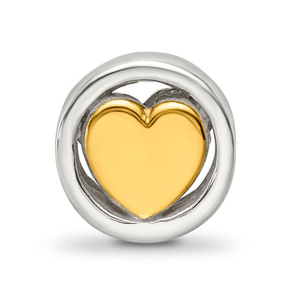 Sterling Silver Reflections Gold-plated Heart Bead