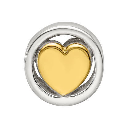 Sterling Silver Reflections Gold-plated Heart Bead