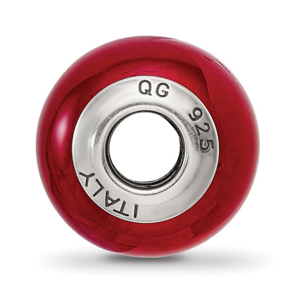 Sterling Silver Reflections Red Italian Murano Glass Bead