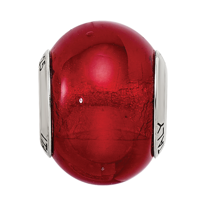 Sterling Silver Reflections Red Italian Murano Glass Bead