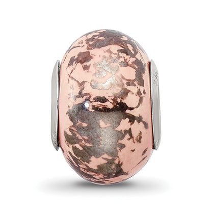 Sterling Silver Reflections Pink w/Platinum Foil Ceramic Bead