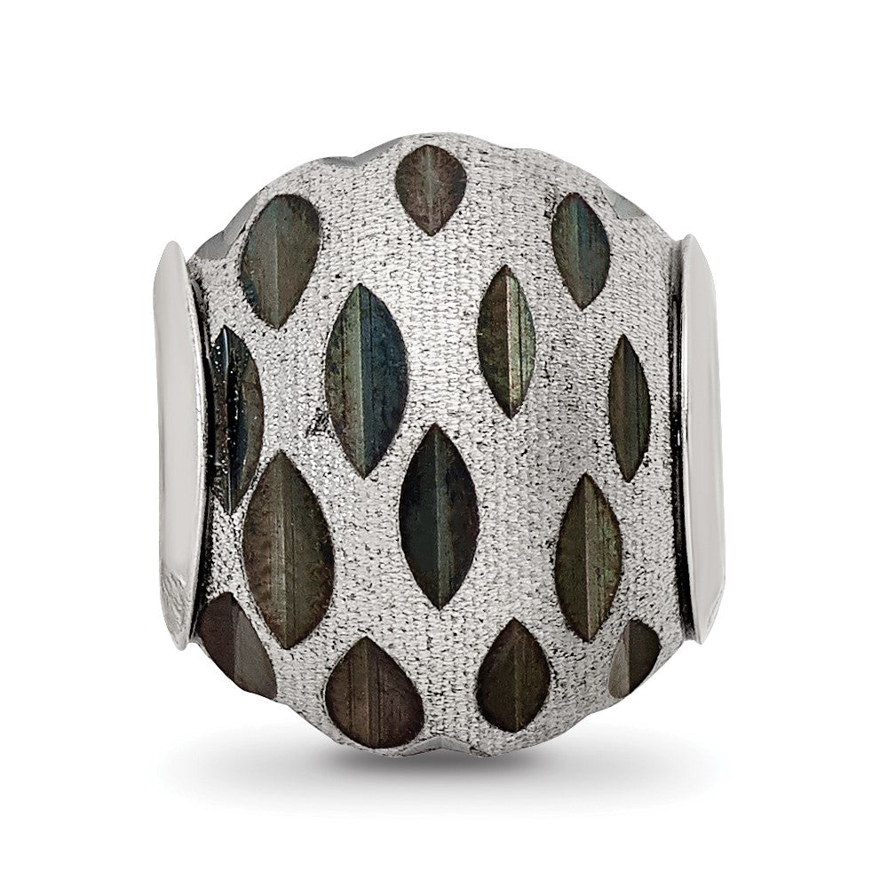 Sterling Silver Reflections Velvet Black Diamond Cut Bead