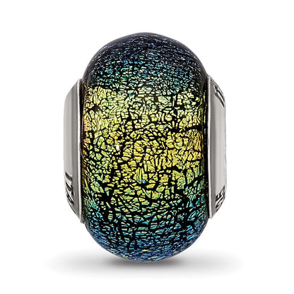 Sterling Silver Reflections Green & Blue Glass Bead