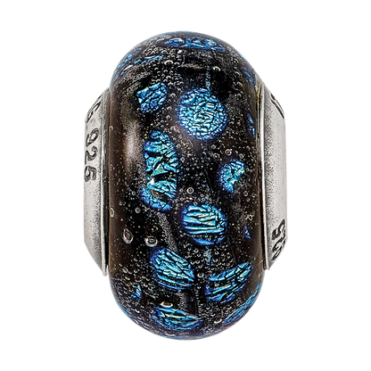 Sterling Silver Reflections Blue Dots Glass Bead