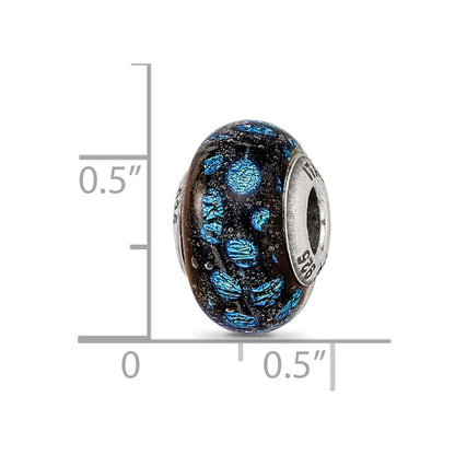 Sterling Silver Reflections Blue Dots Glass Bead