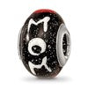Sterling Silver Reflections Mom w/Hearts Black Italian Glass Bead