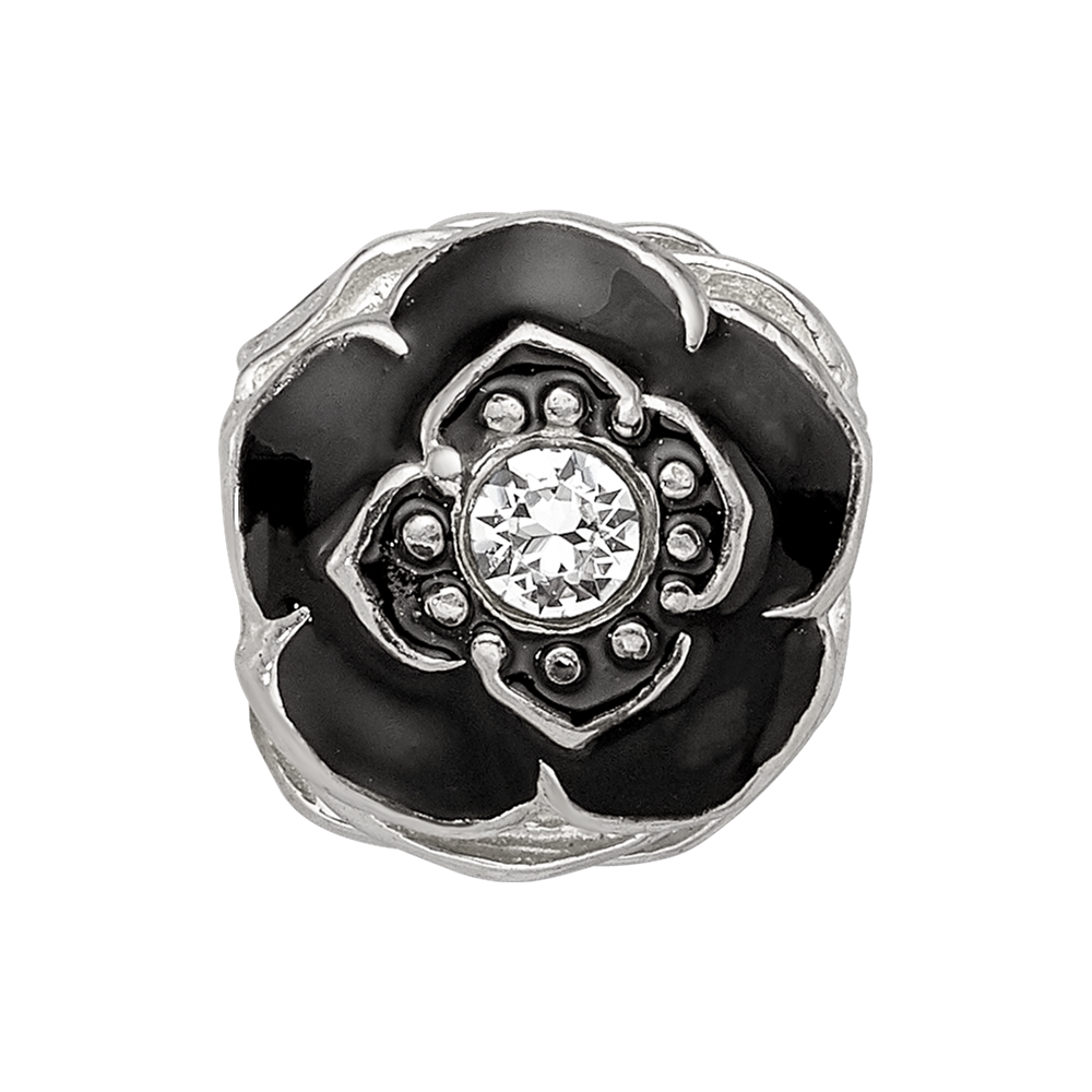 Sterling Silver Reflections Enameled Flower Preciosa Crystal Bead
